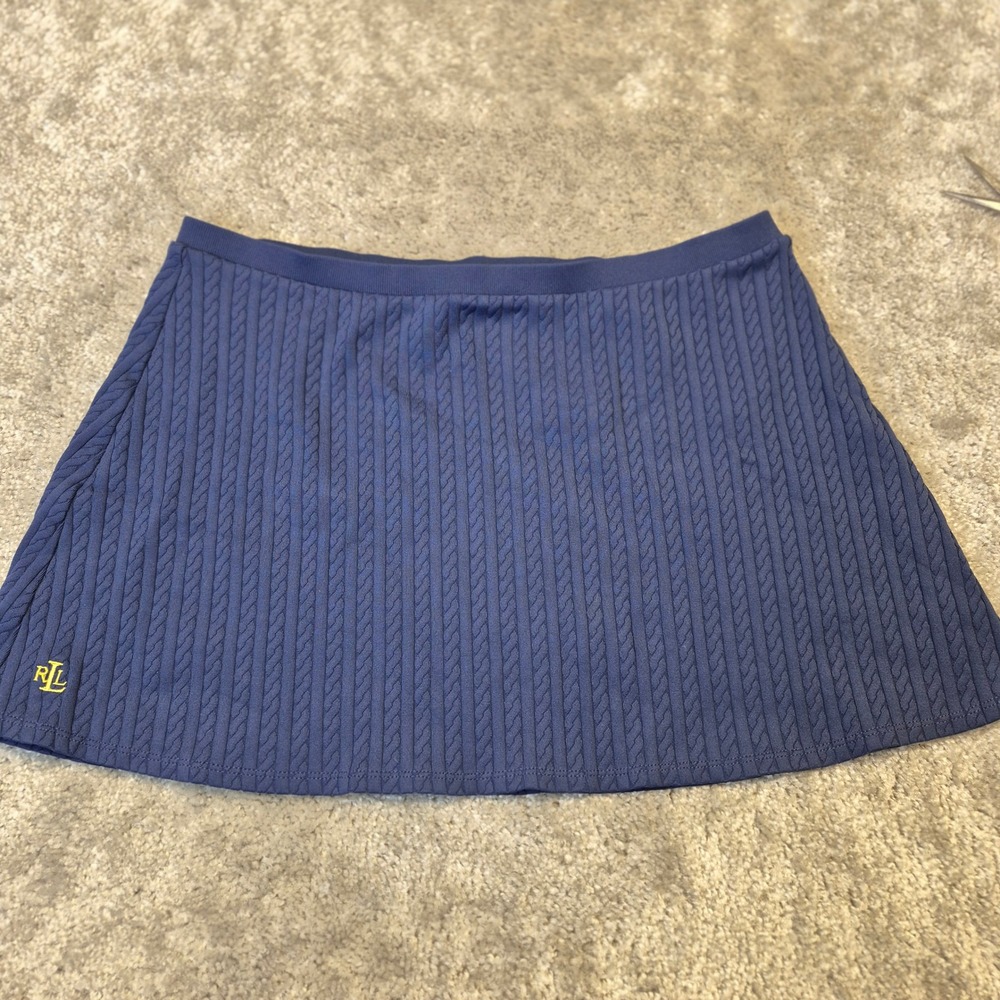 Lauren Ralph Lauren Navy Blue Cable Knit Tennis Skirt Womens Large Made in USA